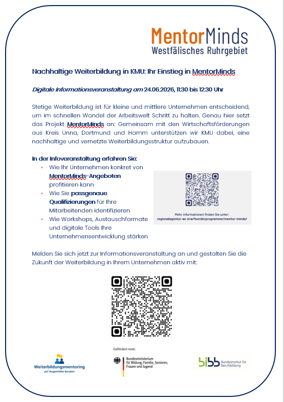 Handout digitale Infoveranstaltung MentorMinds