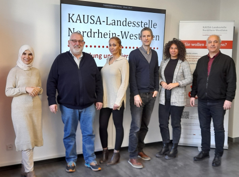 v.l.n.r.: Arzu Gül und Andreas Dummer (Botschaftende Bergisches Städtedreieck), Leyla Aygördü (Botschafterin Märkische Region), Martin Pietschik (Koordinator), Nora Ismail (Botschafterin MEO) und Fuat Inceoglu (Botschafter Westfälisches Ruhrgebiet)